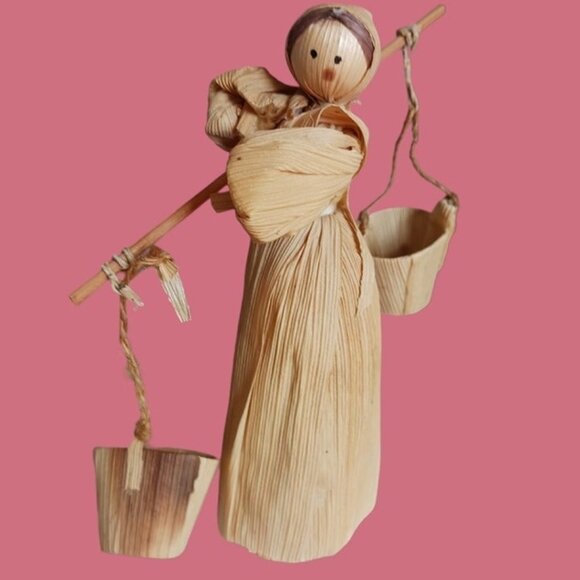 Vintage corn husk straw family lot of 8 - Picture 3 of 12